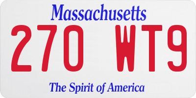 MA license plate 270WT9