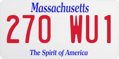 MA license plate 270WU1