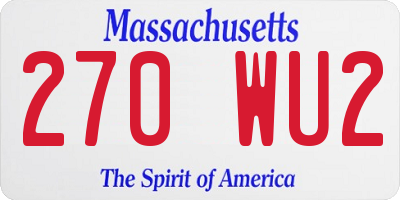 MA license plate 270WU2