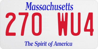 MA license plate 270WU4
