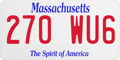 MA license plate 270WU6