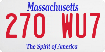 MA license plate 270WU7