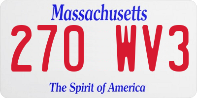 MA license plate 270WV3