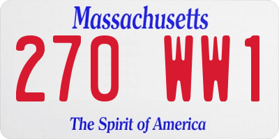MA license plate 270WW1