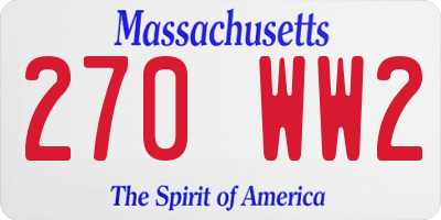 MA license plate 270WW2