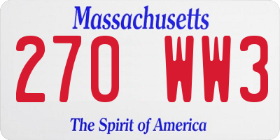 MA license plate 270WW3