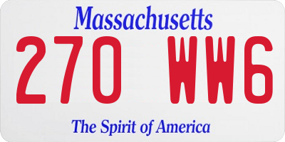 MA license plate 270WW6
