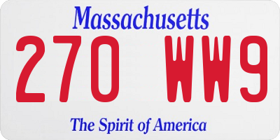 MA license plate 270WW9