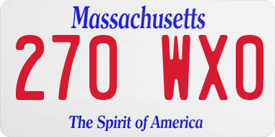 MA license plate 270WX0