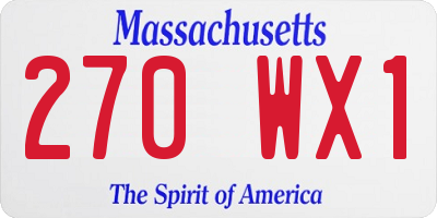 MA license plate 270WX1