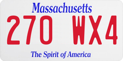 MA license plate 270WX4