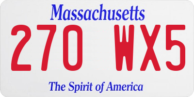 MA license plate 270WX5