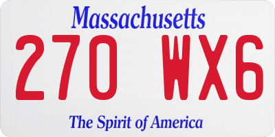 MA license plate 270WX6