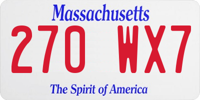 MA license plate 270WX7