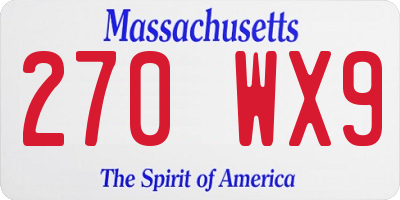 MA license plate 270WX9