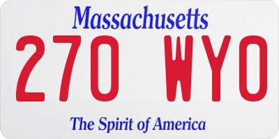 MA license plate 270WY0
