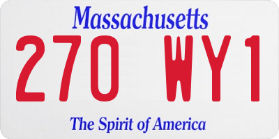 MA license plate 270WY1
