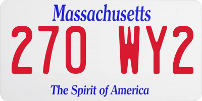 MA license plate 270WY2