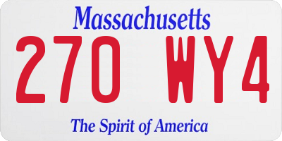 MA license plate 270WY4
