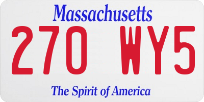 MA license plate 270WY5