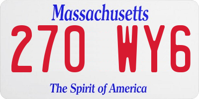 MA license plate 270WY6