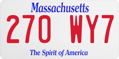 MA license plate 270WY7