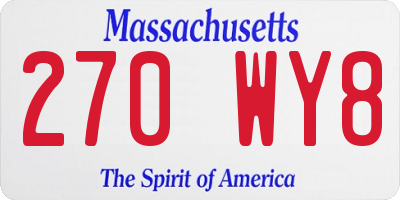 MA license plate 270WY8