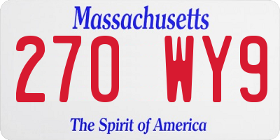 MA license plate 270WY9