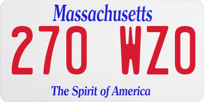 MA license plate 270WZ0