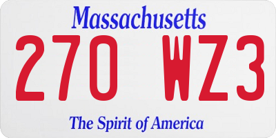 MA license plate 270WZ3