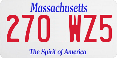 MA license plate 270WZ5
