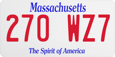 MA license plate 270WZ7