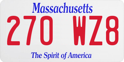 MA license plate 270WZ8