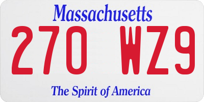 MA license plate 270WZ9