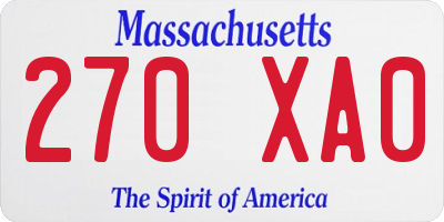 MA license plate 270XA0