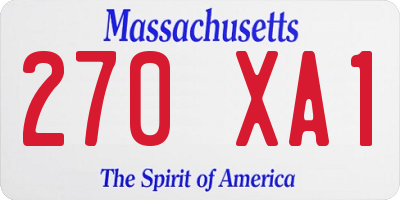 MA license plate 270XA1
