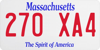 MA license plate 270XA4
