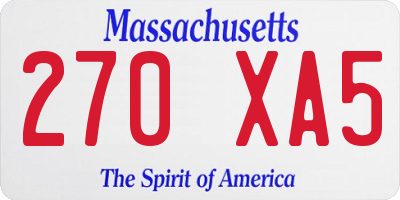 MA license plate 270XA5