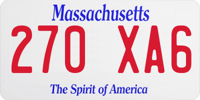MA license plate 270XA6
