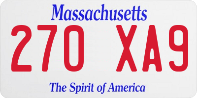 MA license plate 270XA9