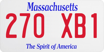 MA license plate 270XB1
