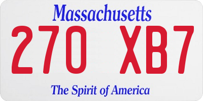 MA license plate 270XB7