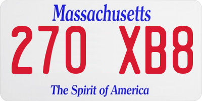 MA license plate 270XB8
