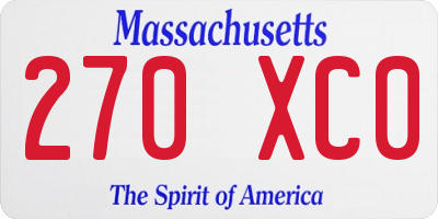 MA license plate 270XC0