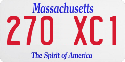 MA license plate 270XC1