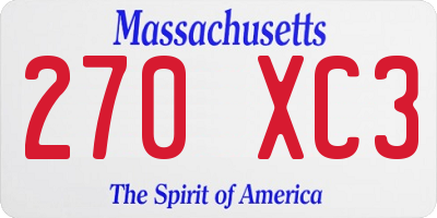 MA license plate 270XC3