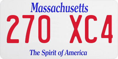 MA license plate 270XC4