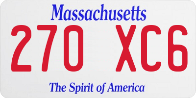 MA license plate 270XC6
