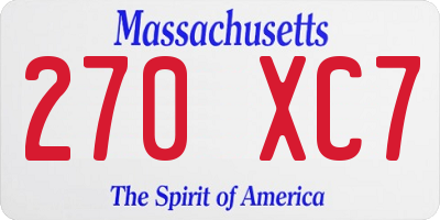 MA license plate 270XC7