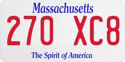 MA license plate 270XC8